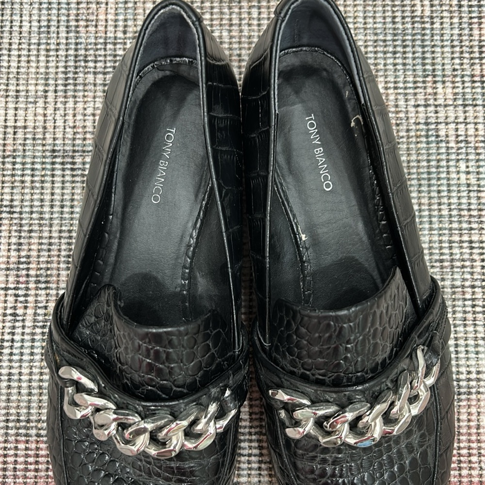 Tony Bianco Molly croc embossed chain loafers - Picture 8 of 13